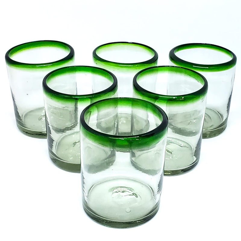 MexHandcraft Emerald Green Rim 10 oz Tumblers (set of 6), Recycled Glass, Lead-free, Toxin-Free (Tumbler) - Image 5